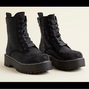 Torrid New Betsey Johnson Rhinestone Combat Bootie Size 11ww